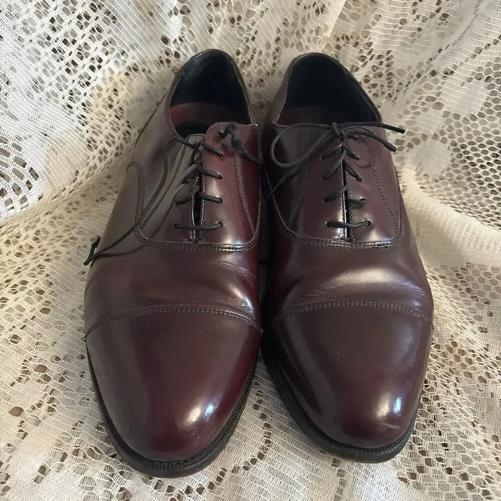 Florsheim Lexington Men's US 9.5 Burgundy Leather Cap Toe Oxford Dress Shoes
